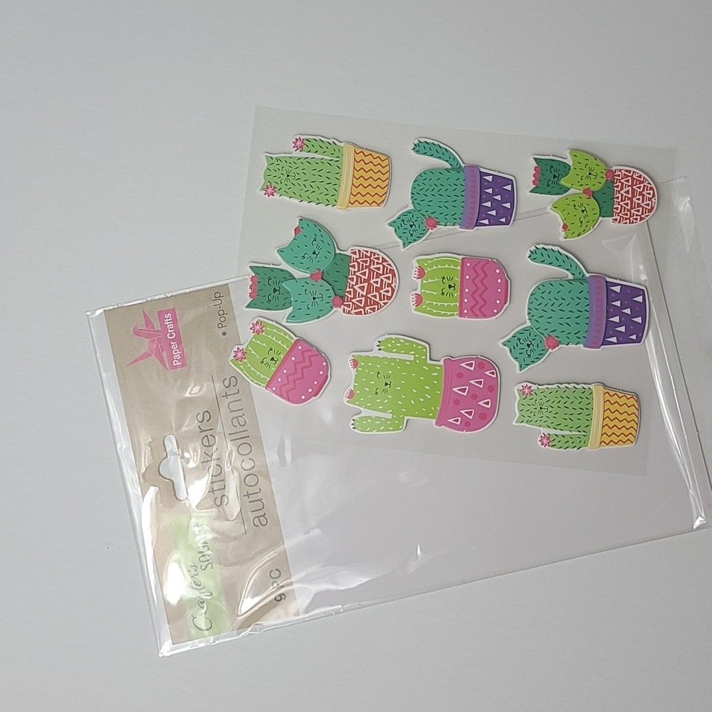 Cactus kitten stickers 3d